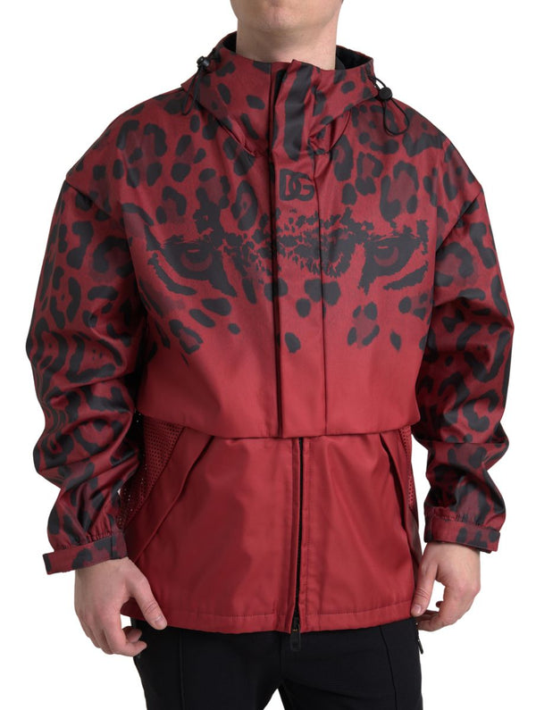 Dolce &amp; Gabbana Red Leopard -hupullinen sadetakki