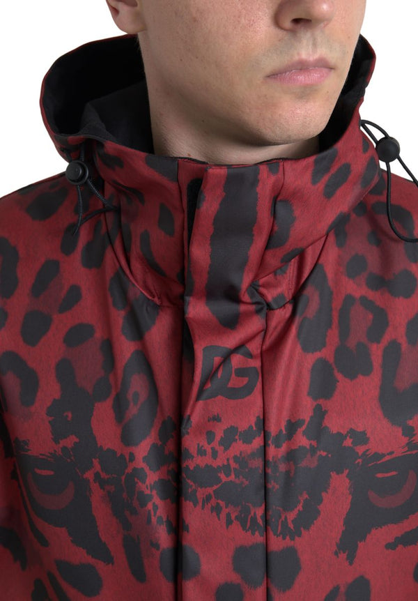 Dolce &amp; Gabbana Red Leopard -hupullinen sadetakki