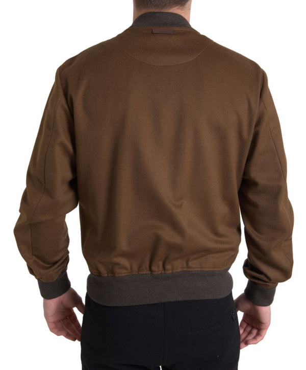 Dolce &amp; Gabbana Brown Cashmere Full Zip Bomber Miesten takki