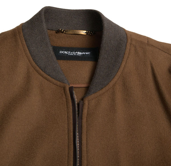 Dolce &amp; Gabbana Brown Cashmere Full Zip Bomber Miesten takki