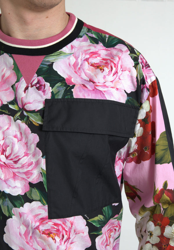 Dolce &amp; Gabbana Pink Floral Roses Crewneck toppipusero