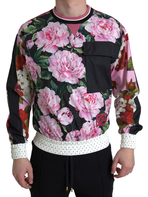 Dolce &amp; Gabbana Pink Floral Roses Crewneck toppipusero