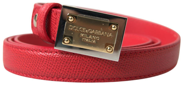 Dolce &amp; Gabbana punainen nahkainen kultakaiverrettu metallisolkivyö