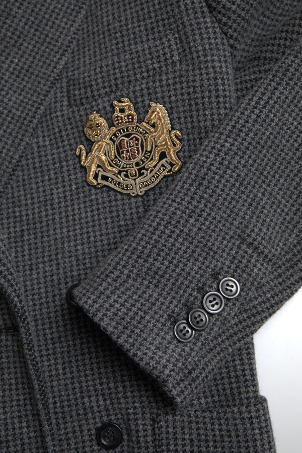 Dolce &amp; Gabbana harmaa logokirjonta kaksirivinen bleiseri