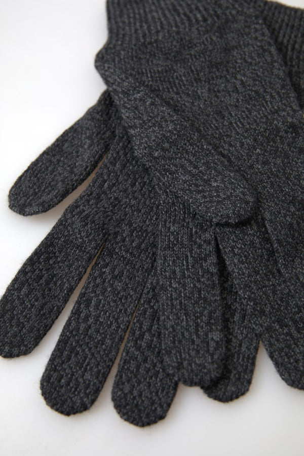 Dolce &amp; Gabbana Harmaa Virgin Wool Knit Hands Mitten Miesten hanskat