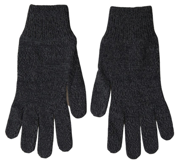 Dolce &amp; Gabbana Harmaa Virgin Wool Knit Hands Mitten Miesten hanskat