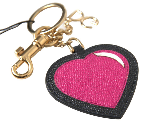 Dolce &amp; Gabbana Black Fuchsia Heart Nahka Kultainen Metalliavaimenperä