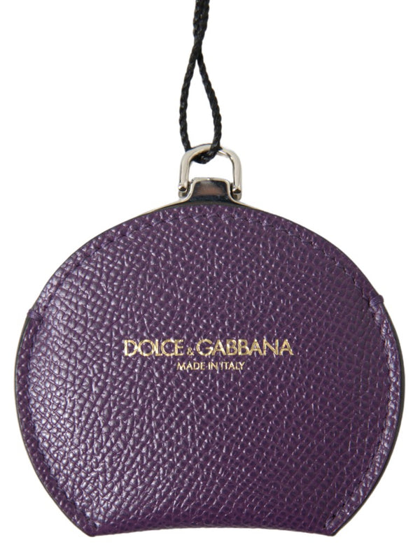 Dolce &amp; Gabbana Purple vasikannahkainen nahkainen pyöreä käsipeilin pidike