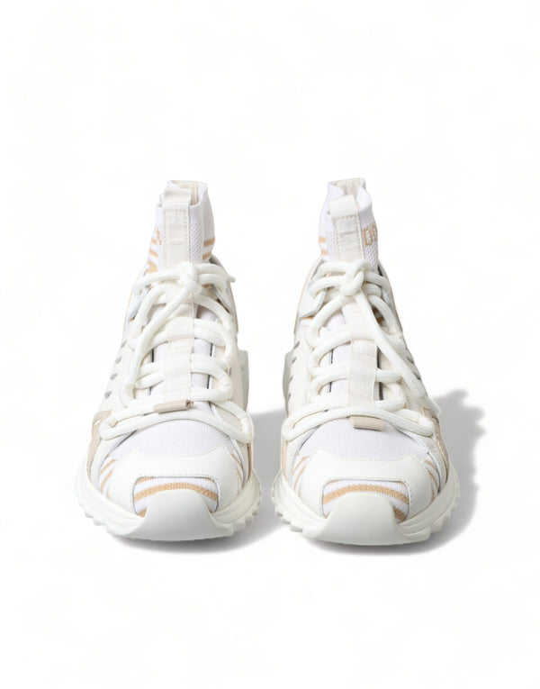 Dolce &amp; Gabbana White Beige Sorrento Socks Sneakers Shoes