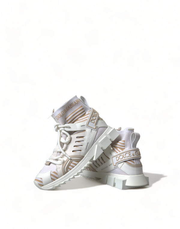 Dolce &amp; Gabbana White Beige Sorrento Socks Sneakers Shoes