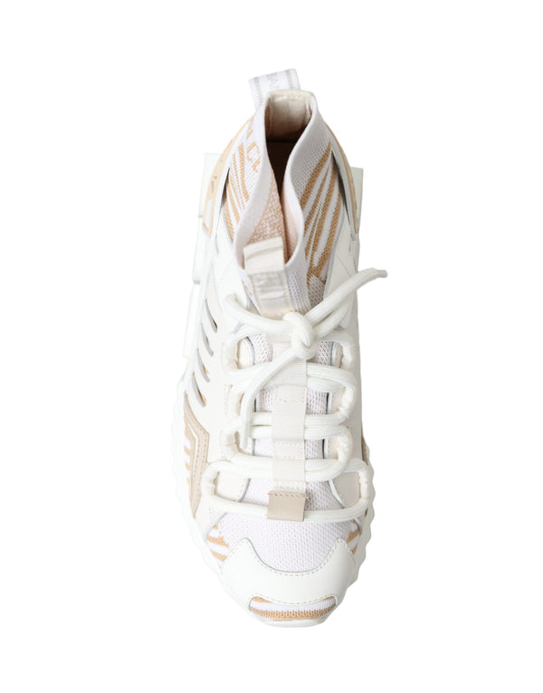 Dolce &amp; Gabbana White Beige Sorrento Socks Sneakers Shoes