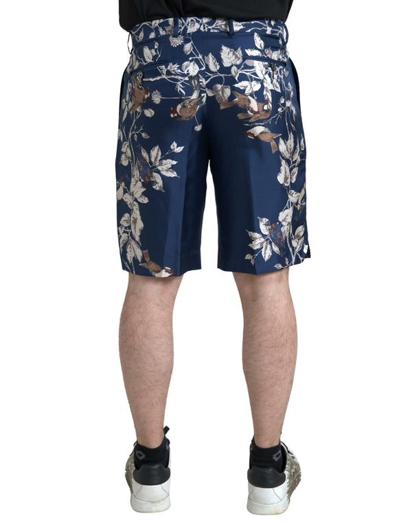 Dolce &amp; Gabbana Blue Floral Print Silk Miesten Bermuda Shortsit