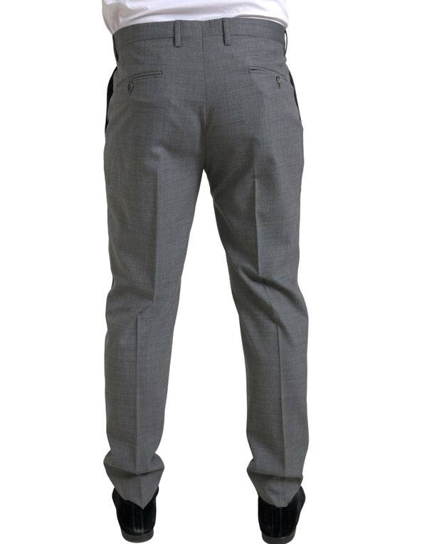 Dolce &amp; Gabbana Grey Wool Chino Skinny Miesten mekkohousuhousut