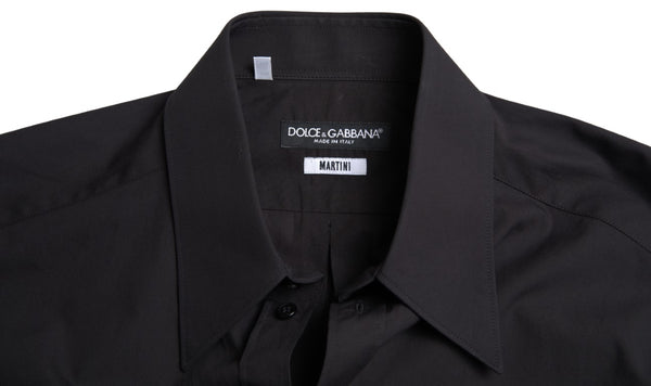 Dolce &amp; Gabbana Black Cotton Miesten pitkähihainen MARTINI-paita