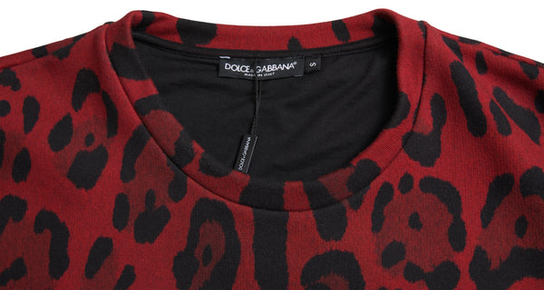 Dolce &amp; Gabbana Red Leopard Cotton Sleeveless Tank T-paita