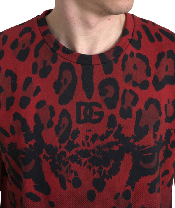 Dolce &amp; Gabbana Red Leopard Cotton Sleeveless Tank T-paita