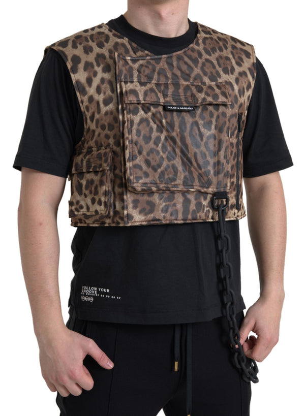 Dolce & Gabbana Silk Leopard Vest Exclusive Sportswear