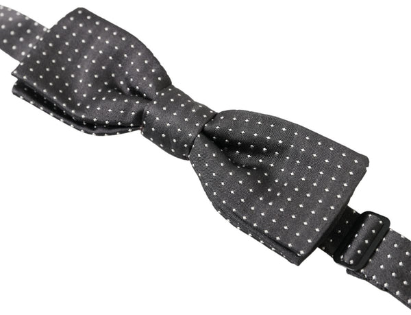 Dolce &amp; Gabbana musta Polka Dot Silk säädettävä miesten kaula-papillonrusetti