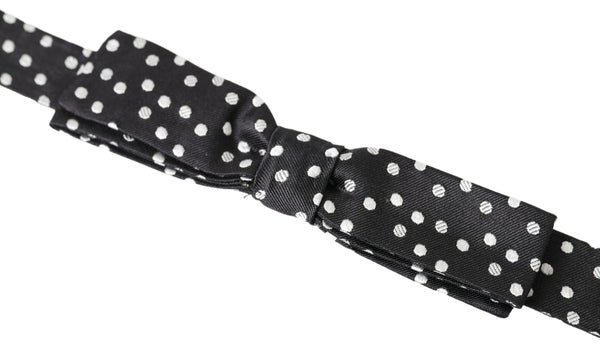 Dolce &amp; Gabbana musta Polka Dot Silk säädettävä miesten kaula-papillonrusetti