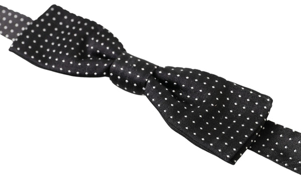 Dolce &amp; Gabbana musta Polka Dot Silk säädettävä miesten kaula-papillonrusetti