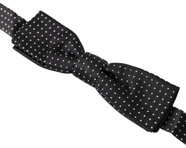 Dolce &amp; Gabbana musta Polka Dot Silk säädettävä miesten kaula-papillonrusetti