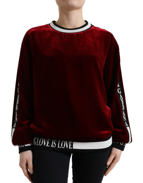 Dolce &amp; Gabbana Bordeaux Velvet Crew Neck -neulepusero