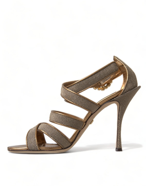 Dolce &amp; Gabbana Bronze Crystal Strap Heels Sandaalit Kengät