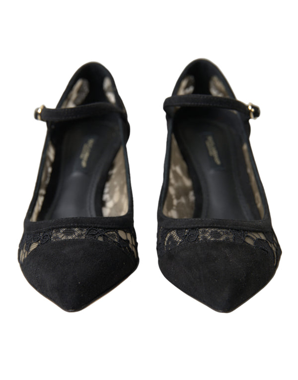 Dolce &amp; Gabbana Black Viscose Taormina Lace Pumps -kengät