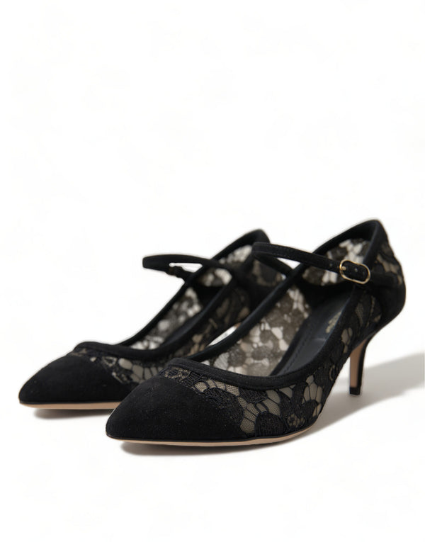 Dolce &amp; Gabbana Black Viscose Taormina Lace Pumps -kengät