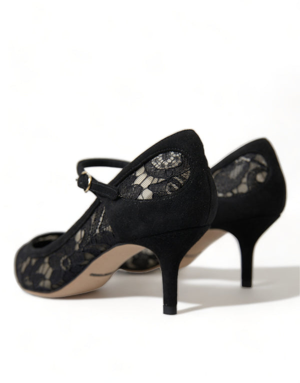 Dolce &amp; Gabbana Black Viscose Taormina Lace Pumps -kengät