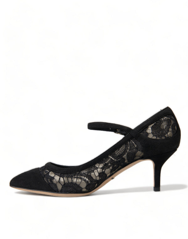 Dolce &amp; Gabbana Black Viscose Taormina Lace Pumps -kengät