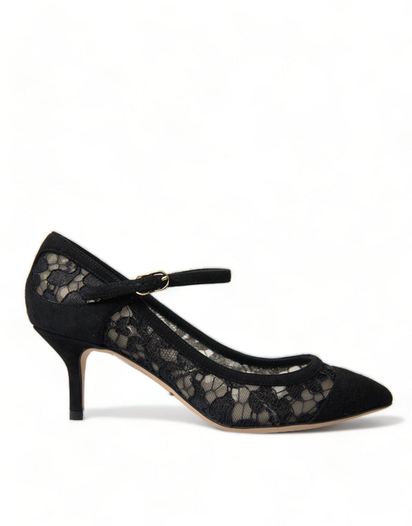 Dolce &amp; Gabbana Black Viscose Taormina Lace Pumps -kengät