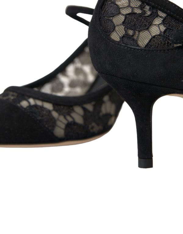 Dolce &amp; Gabbana Black Viscose Taormina Lace Pumps -kengät