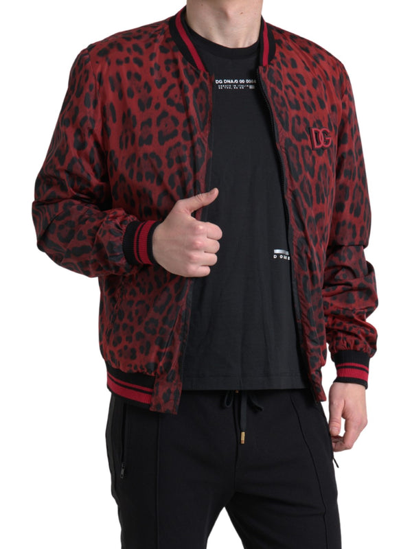 Dolce &amp; Gabbana Red Leopard Bomber lyhyt takki