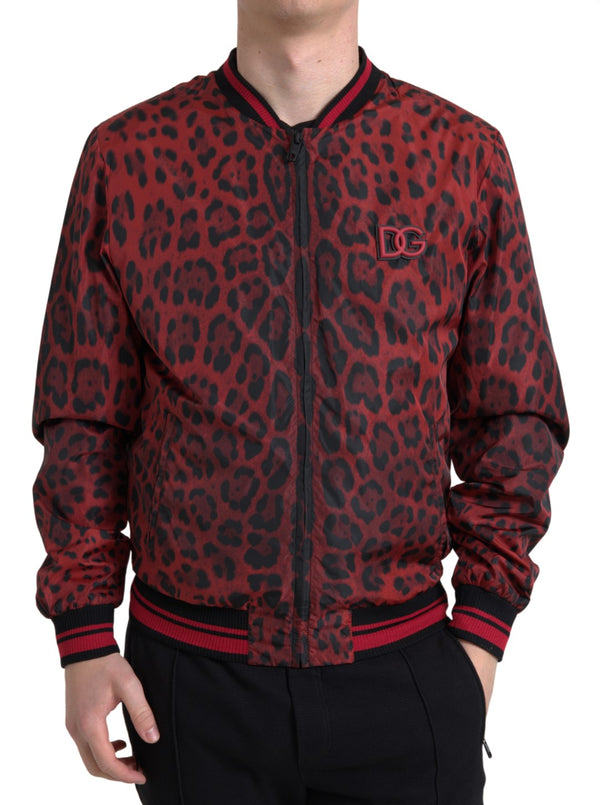 Dolce &amp; Gabbana Red Leopard Bomber lyhyt takki