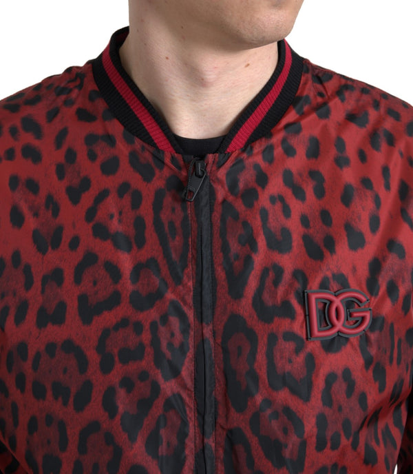 Dolce &amp; Gabbana Red Leopard Bomber lyhyt takki