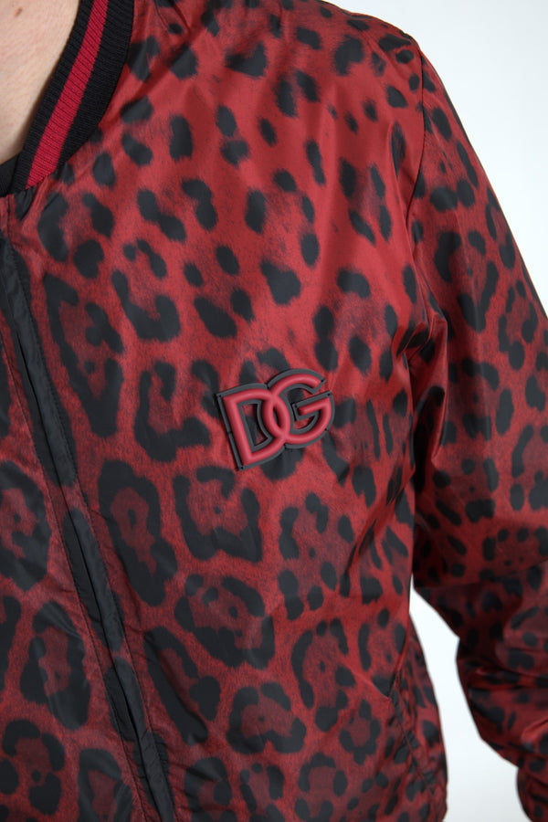 Dolce &amp; Gabbana Red Leopard Bomber lyhyt takki