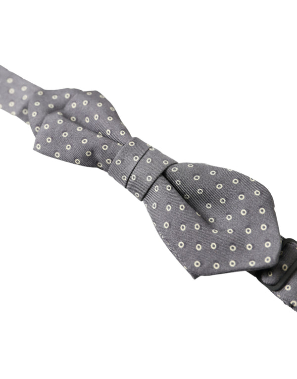 Dolce &amp; Gabbana Grey Polka Dots Silk Säädettävä kaula-papillonrusetti