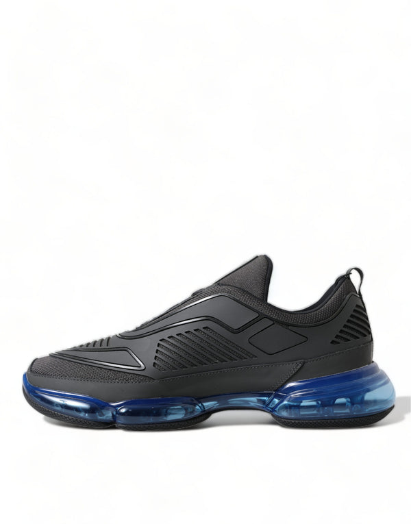 Prada Black Blue Knit Slip On Low Top Tennarit