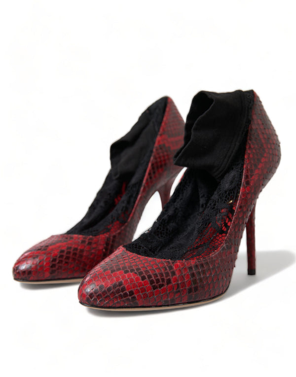 Dolce &amp; Gabbana Red Ayers Leather Lace Sukat Pumps Kengät