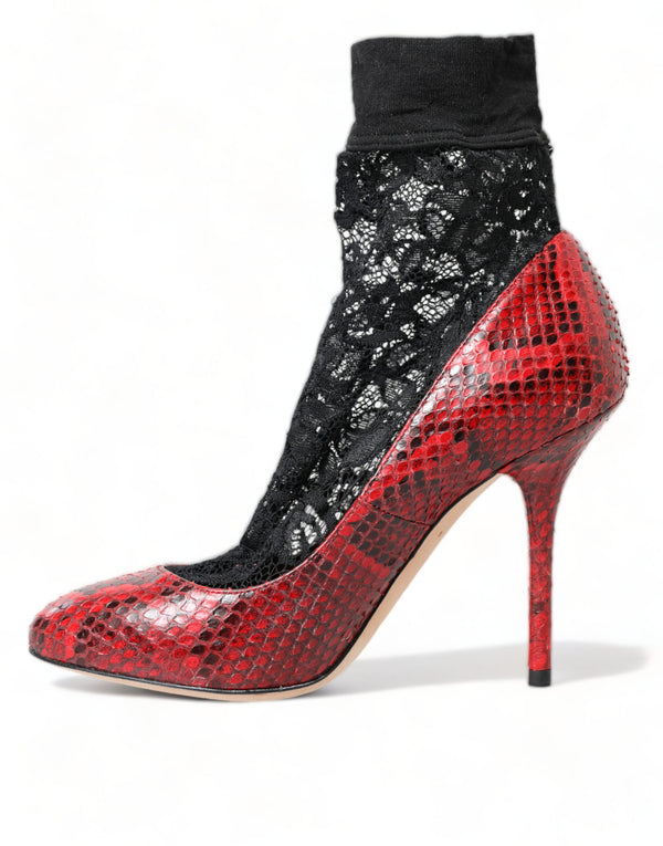 Dolce &amp; Gabbana Red Ayers Leather Lace Sukat Pumps Kengät