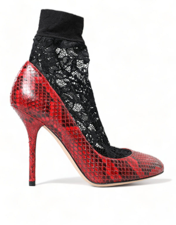 Dolce &amp; Gabbana Red Ayers Leather Lace Sukat Pumps Kengät