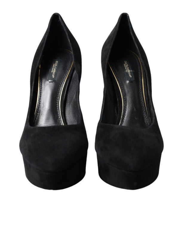 Dolce &amp; Gabbana Black Mokkanahka Platform Heel Pumps -kengät