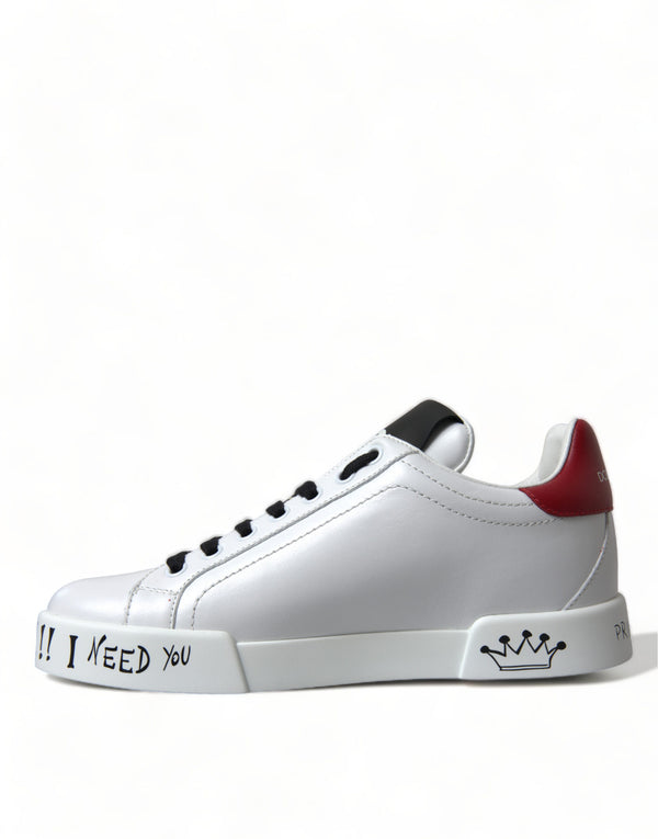 Dolce &amp; Gabbana White Love Patch Portofino Classic Sneakers -kengät