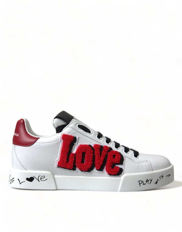 Dolce &amp; Gabbana White Love Patch Portofino Classic Sneakers -kengät