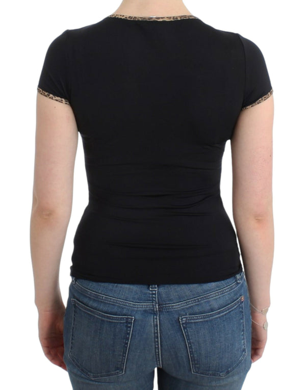 Cavalli Black Nylon Top T-paita