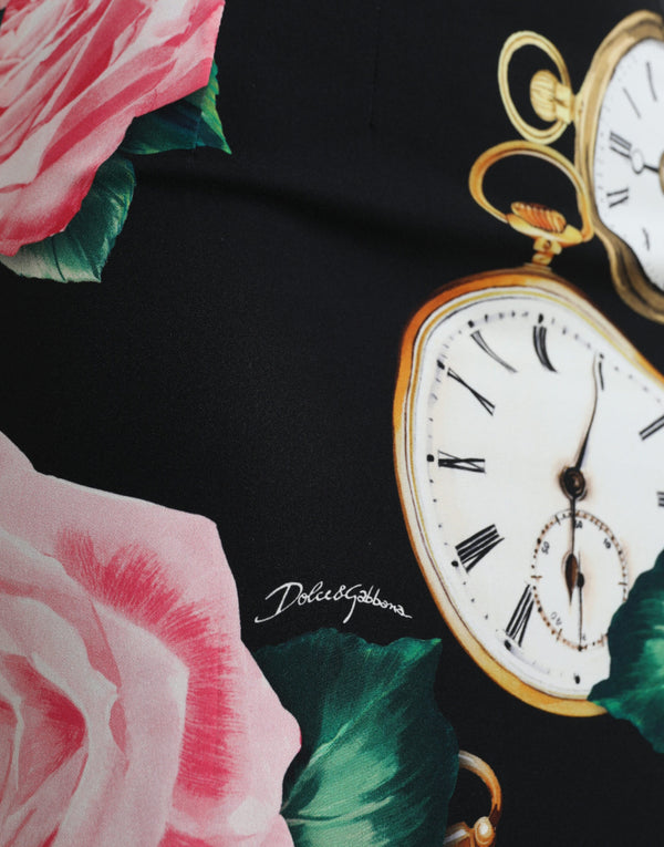 Dolce &amp; Gabbana Black Rose Clock korkeavyötäröinen lyijykynällä leikattu hame