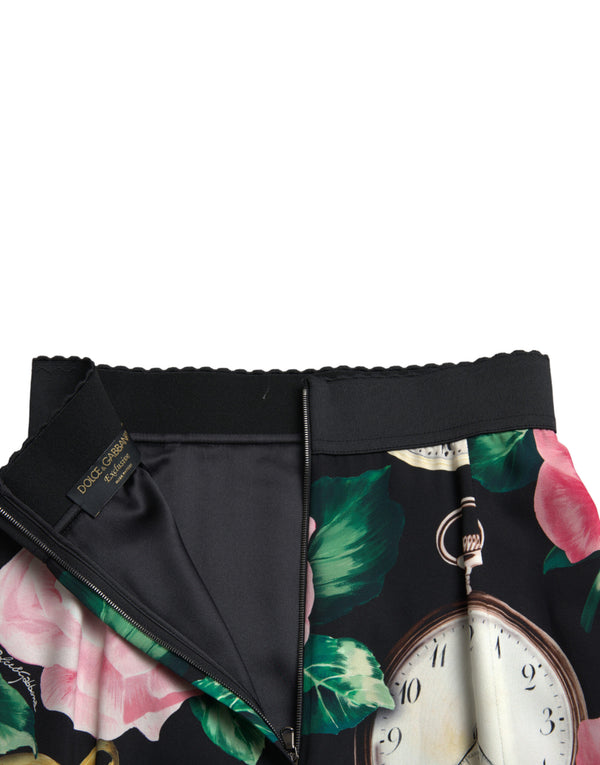 Dolce &amp; Gabbana Black Rose Clock korkeavyötäröinen lyijykynällä leikattu hame