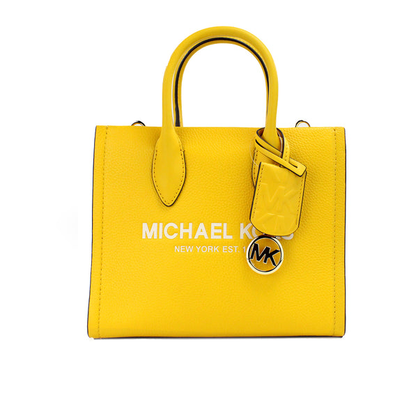 Michael Kors Mirella Pieni jasmiininkeltainen nahkainen vetoketjullinen ostoskassi