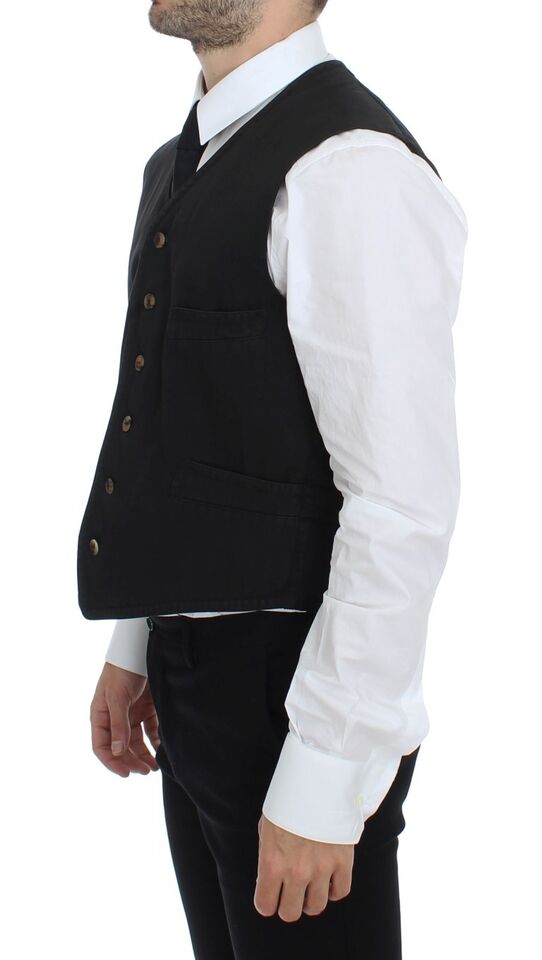 Dolce &amp; Gabbana Black Cotton Blend -mekkoliiivi Gilet